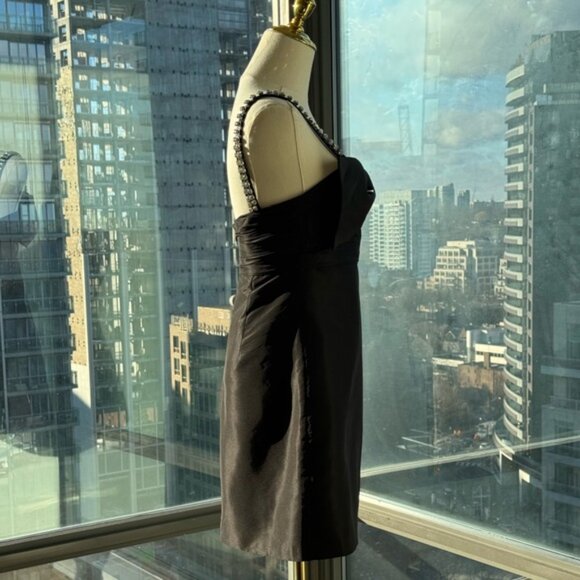 🆕 SELF-PORTRAIT 🧿 NWOT Black Taffeta Bow Mini Dress, Crystal Straps Sz UK6 US2 - Picture 10 of 16